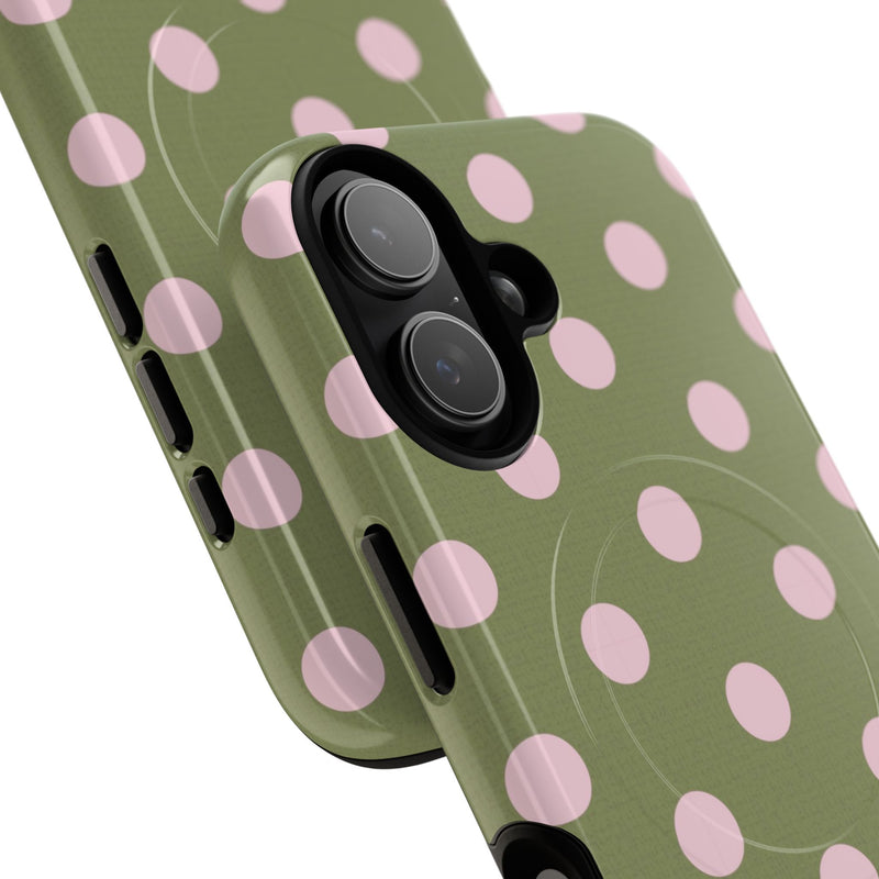Pink And Green Polka Dot Magnetic Phone Case by etchd, view 87