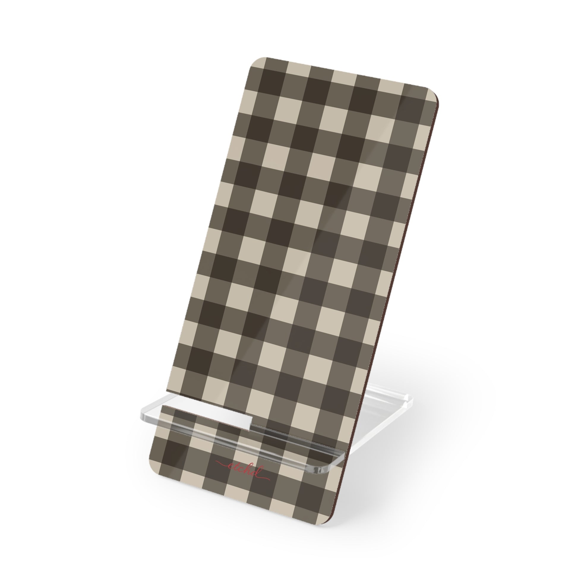 Cream & Brown Gingham Phone Stand by etchd