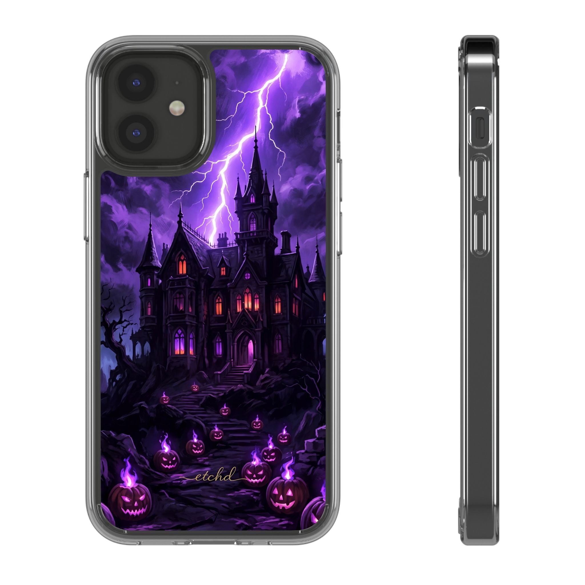 Violet Haunt Clear Phone Case by etchd, view 2