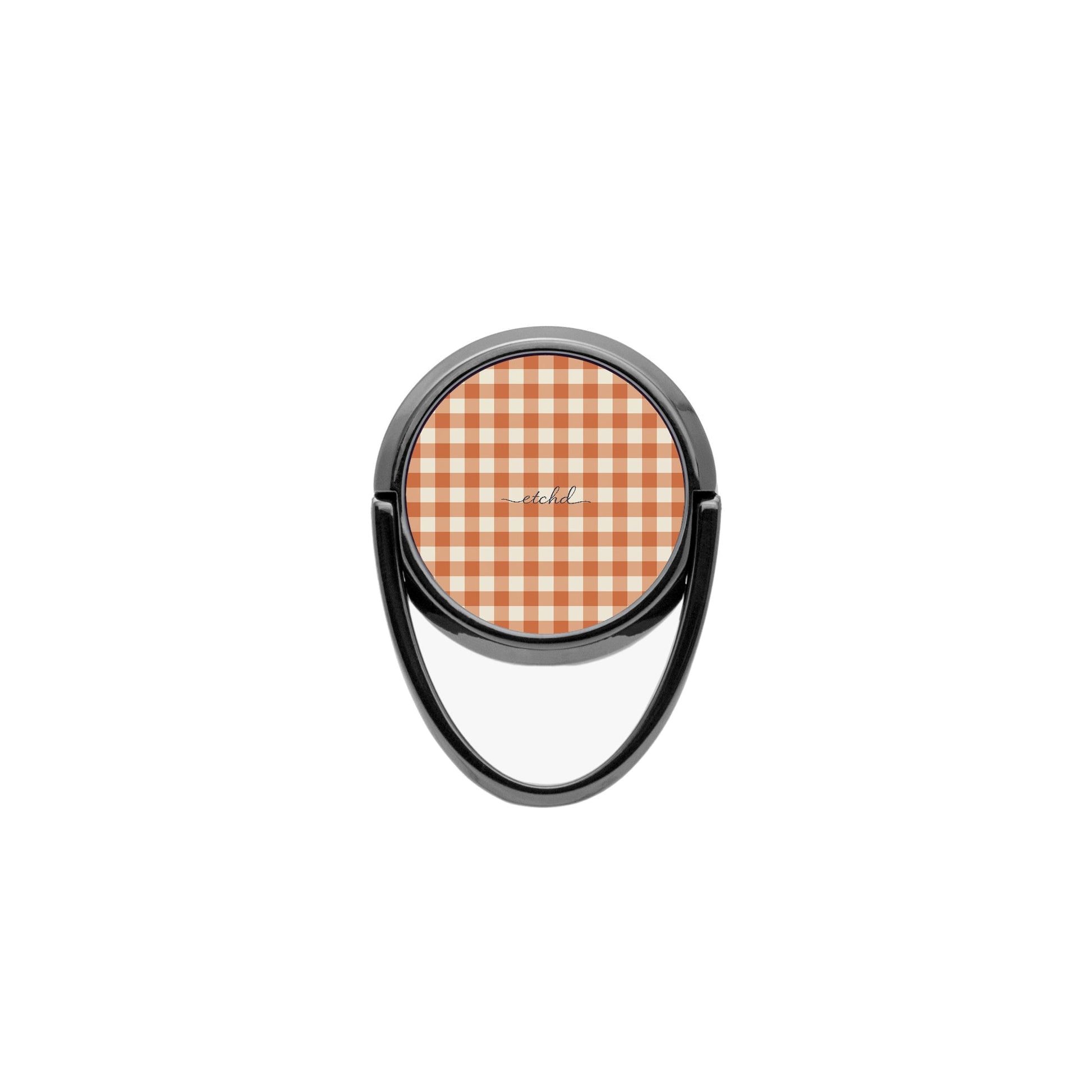 Terracotta & Cream Gingham Phone Ring Holder by etchd, view 4