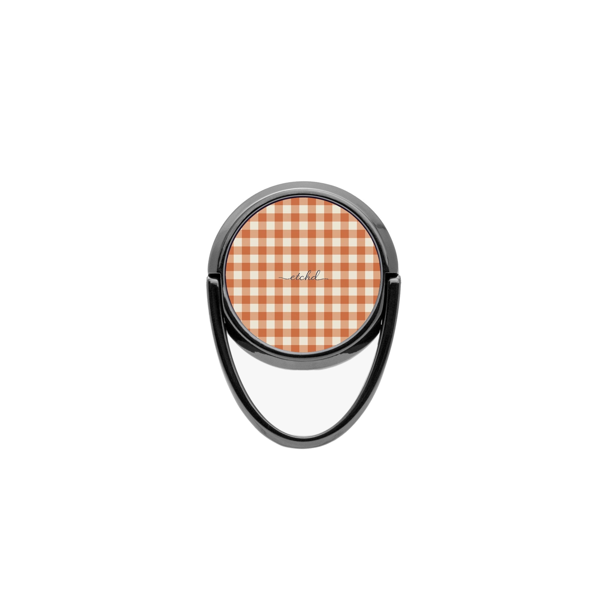 Terracotta & Cream Gingham Phone Ring Holder by etchd, view 4