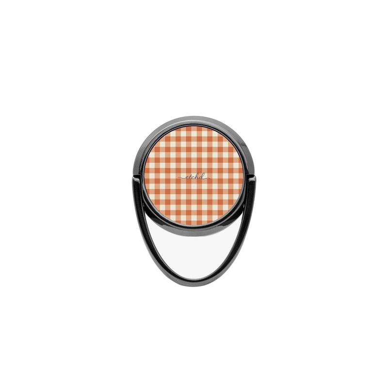 Terracotta & Cream Gingham Anello supporto per telefono-zoom-