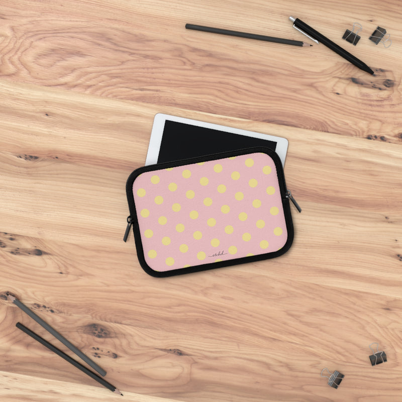 Butter And Pink Polka Dot Laptop Sleeve by etchd, view 14