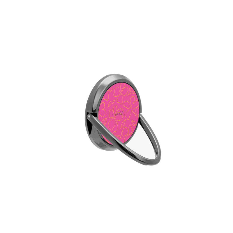 Pink & Orange Floral Anillo soporte para móvil-zoom-