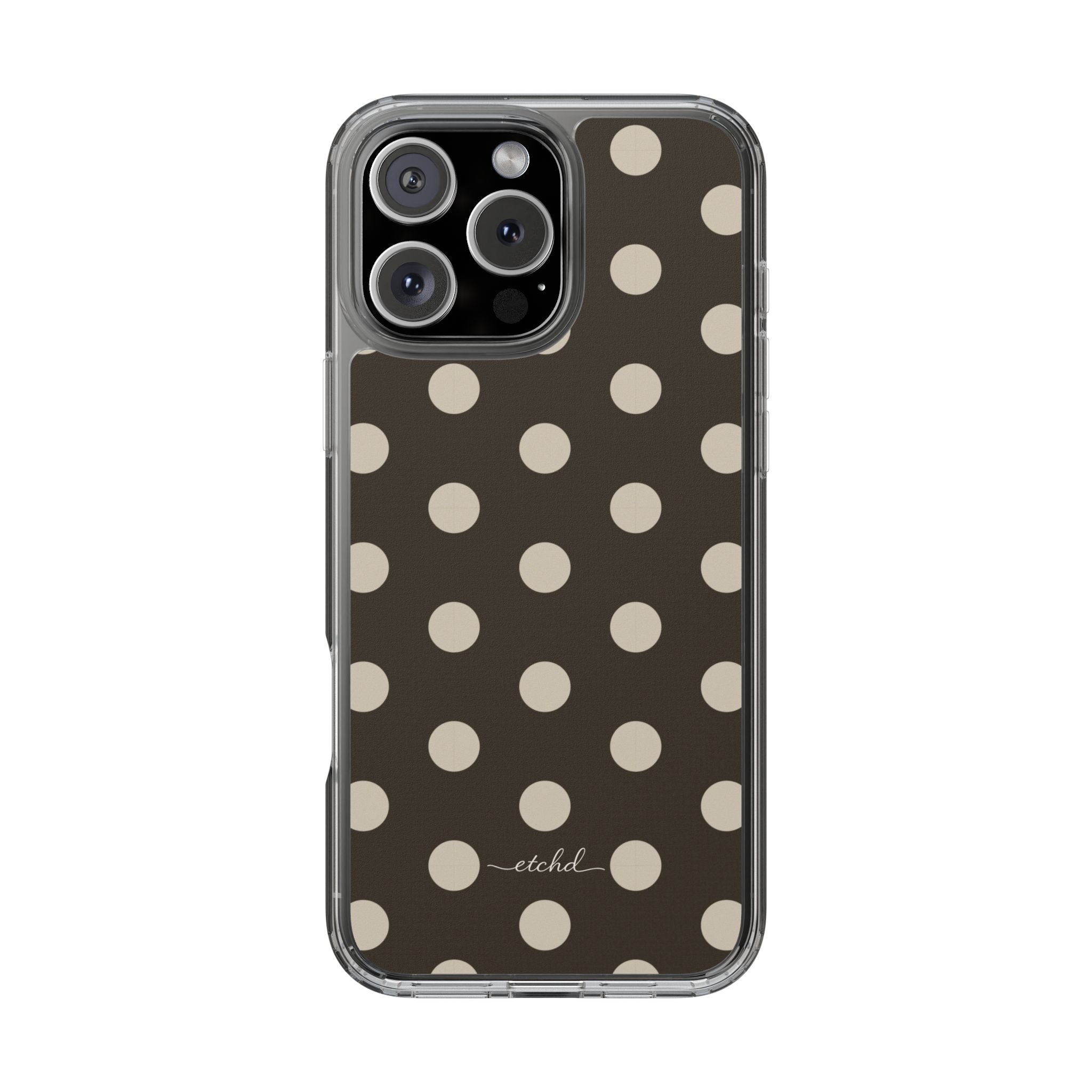 Cream & Brown Polka Dot Clear Phone Case by etchd