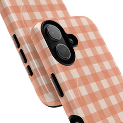 Coral & Cream Gingham Magnetic Phone Case by etchd, view 87
