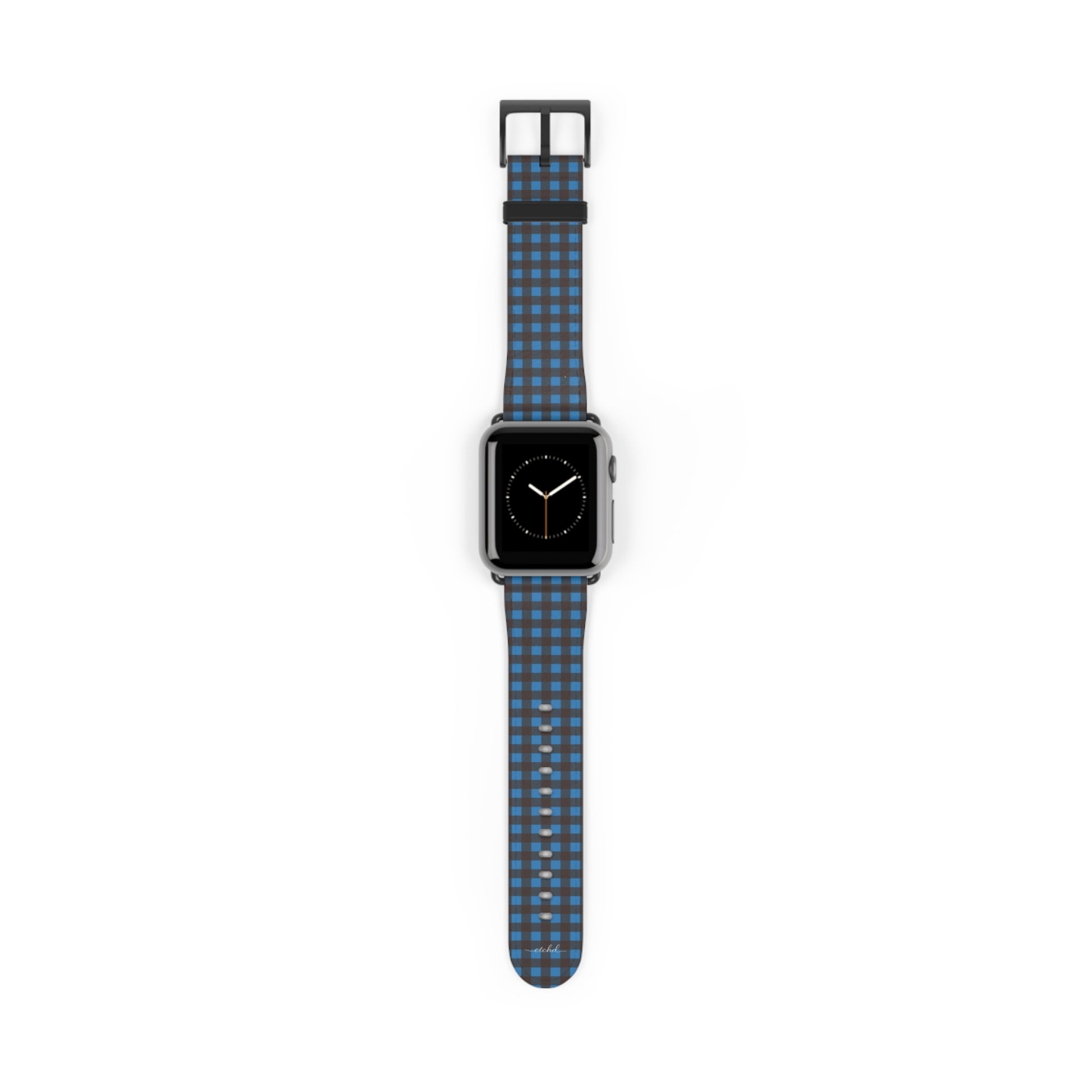 Cerulean & Espresso Gingham Cinturino per smartwatch di etchd