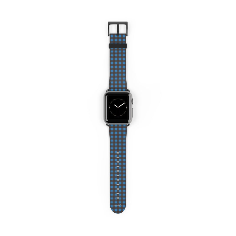 Cerulean & Espresso Gingham Cinturino per smartwatch di etchd