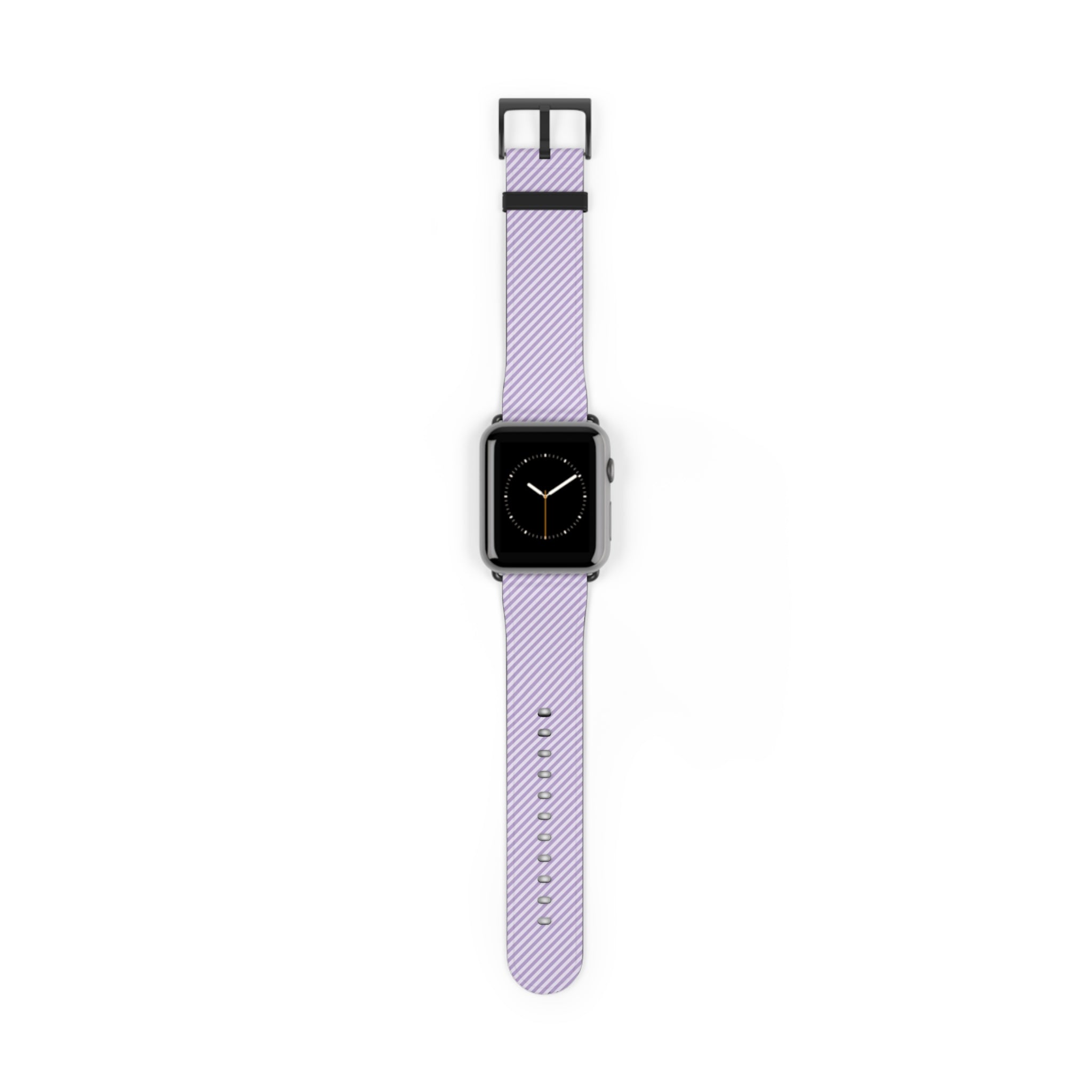 Lilac & Cream Striped Diagonal Smartwatch Strap by etchd, view 2