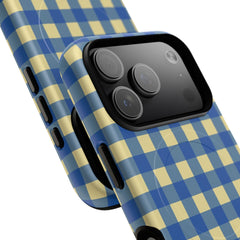 Butter & Cobalt Gingham Magnetic Phone Case by etchd, view 100