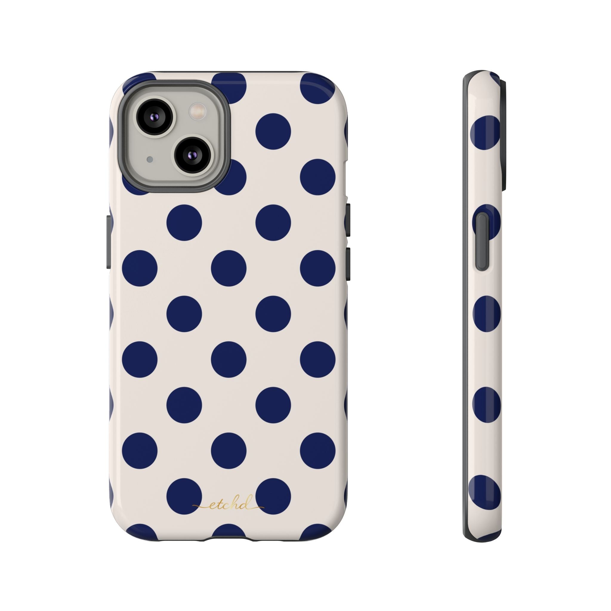 Navy & Cream Polka Dot Phone Case by etchd, view 2