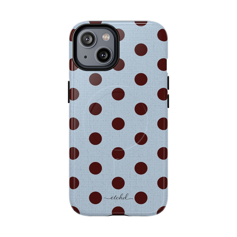 Blue & Cherry Polka Dot Magnetic Phone Case-zoom-