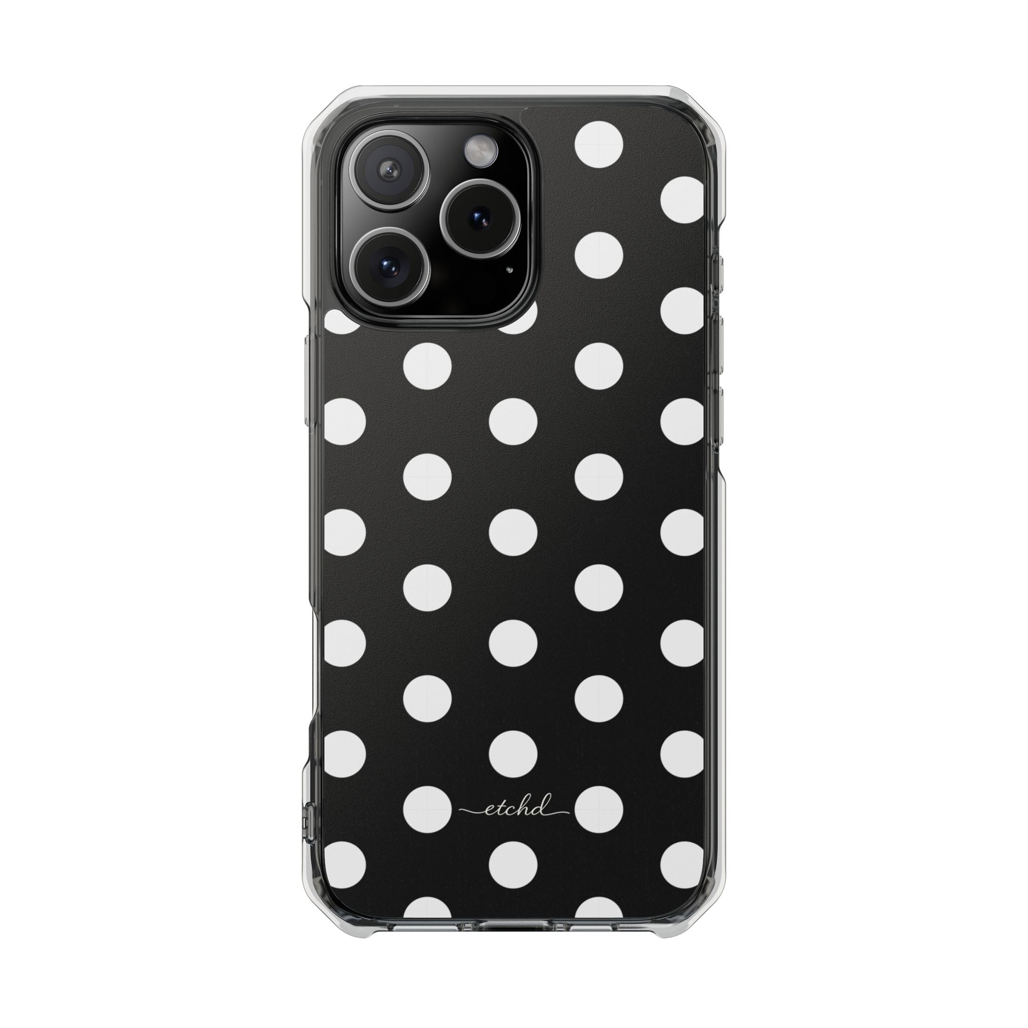 White & Black Polka Dot Clear Magnetic Phone Case