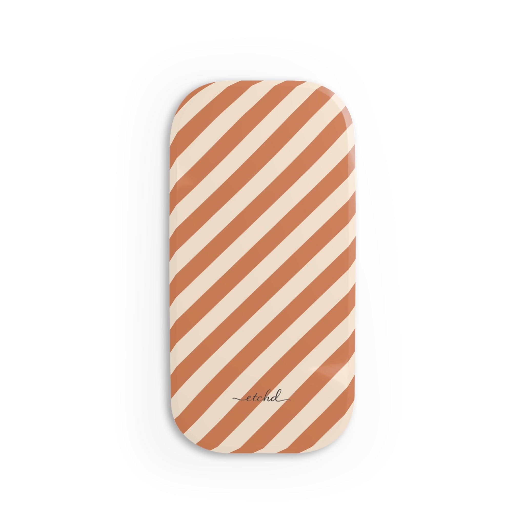 Terracotta & Cream Striped Diagonal Click-On Phone Grip by etchd