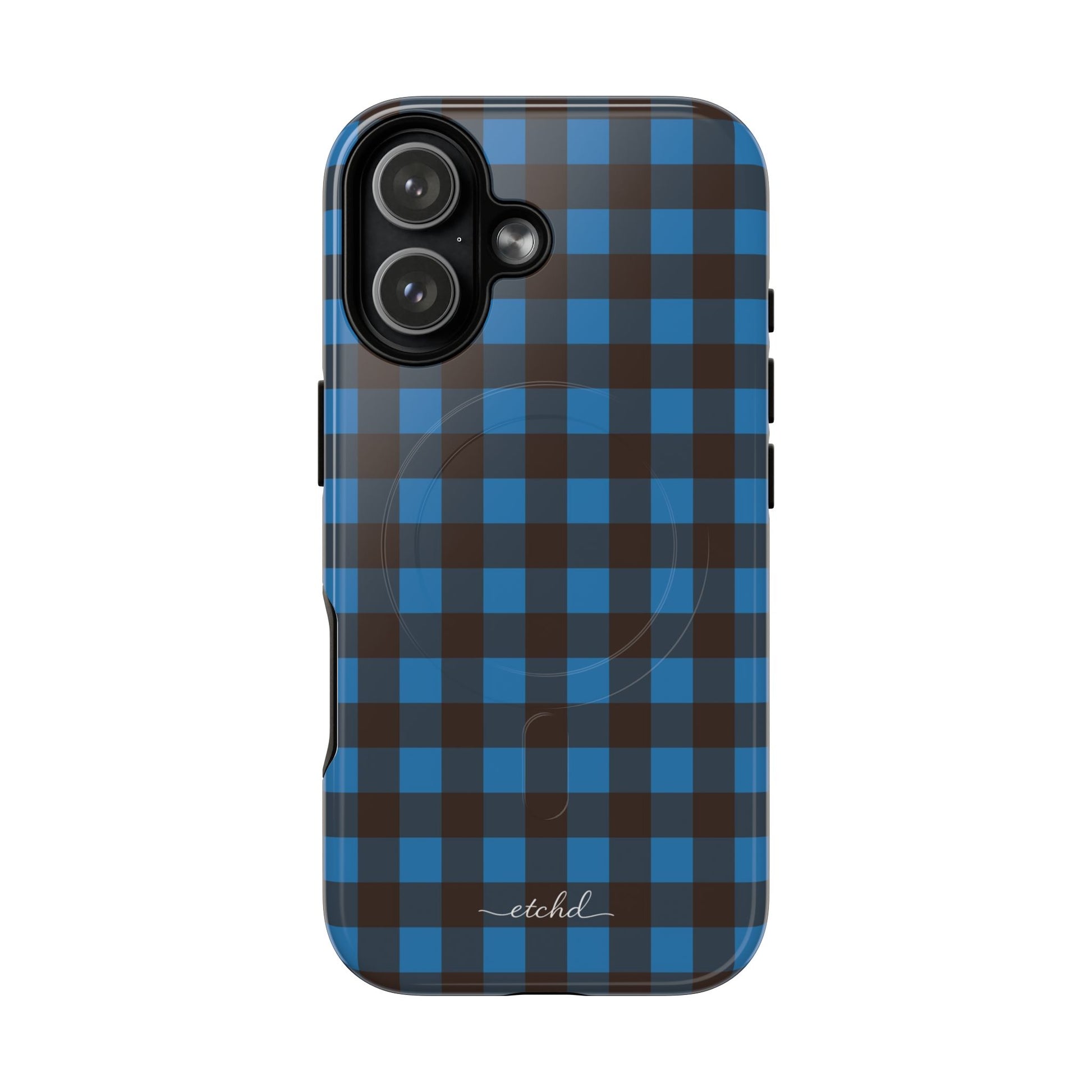 Cerulean & Espresso Gingham Magnetic Phone Case by etchd, view 25