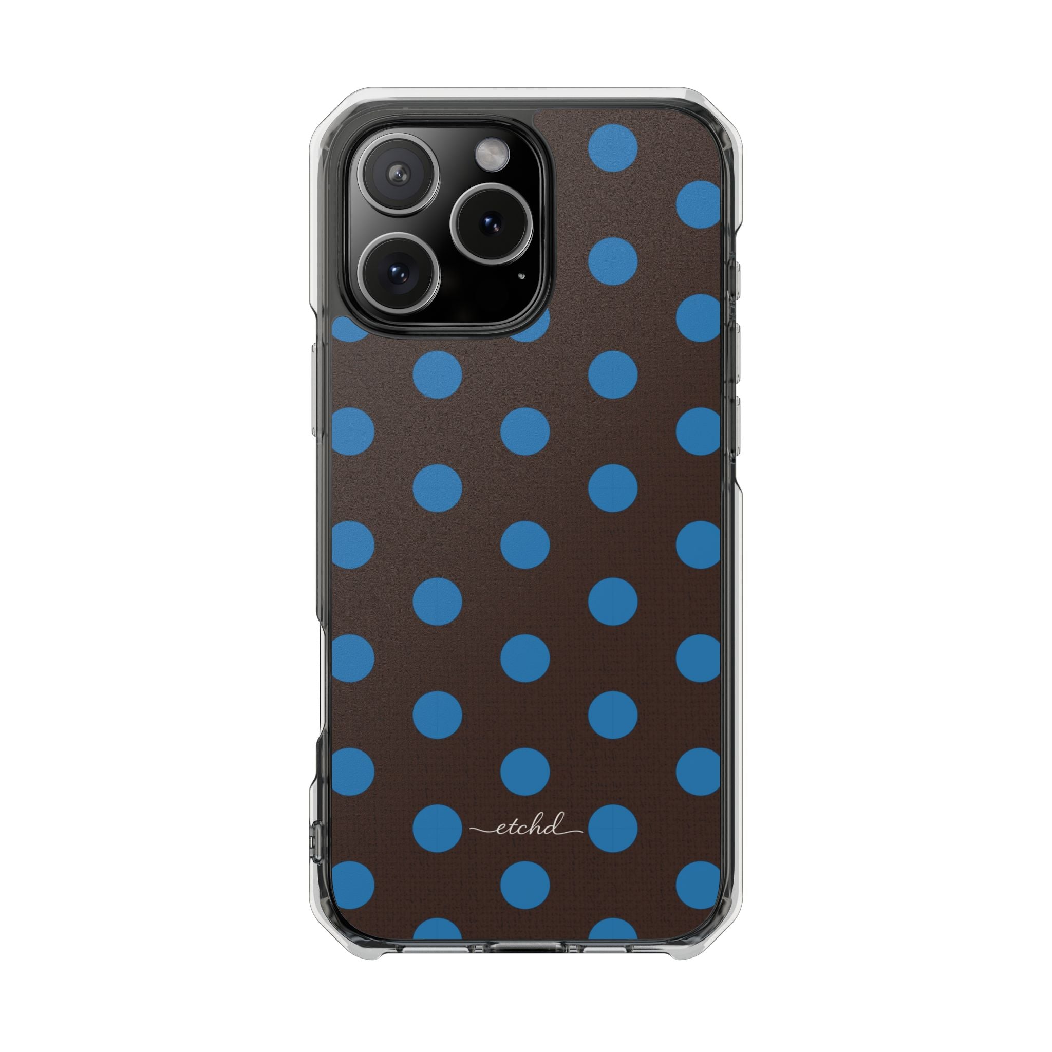 Cerulean And Espresso Polka Dot Coque téléphone transparente magnétique par etchd