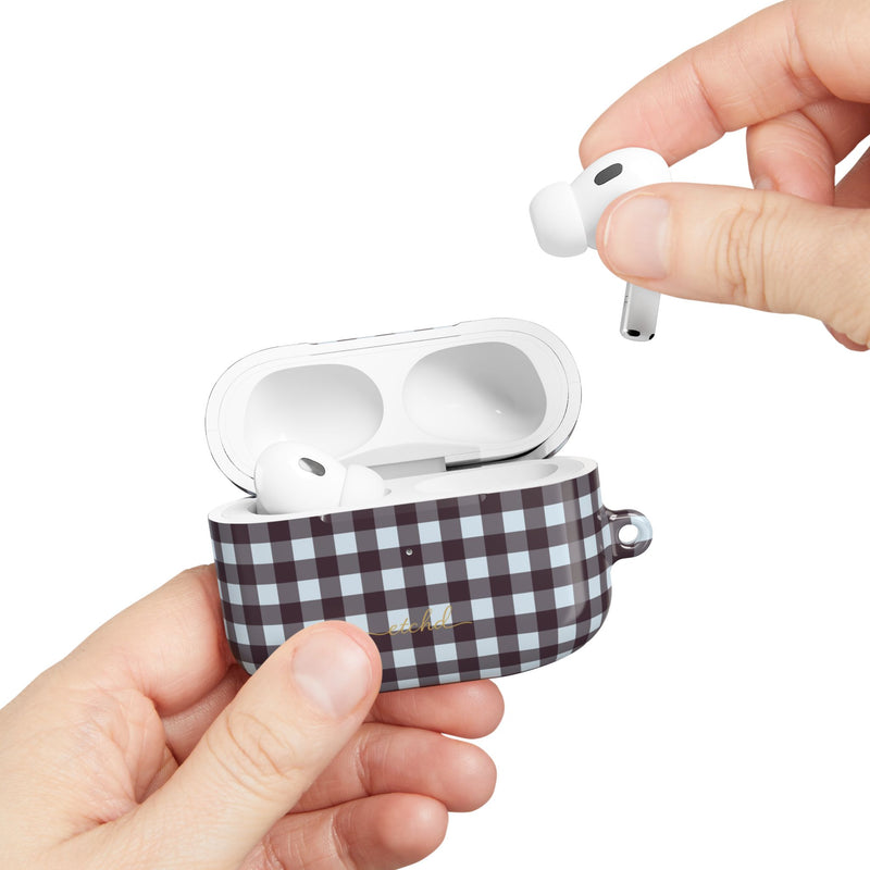 Blue & Plum Gingham AirPod Case by etchd, view 11