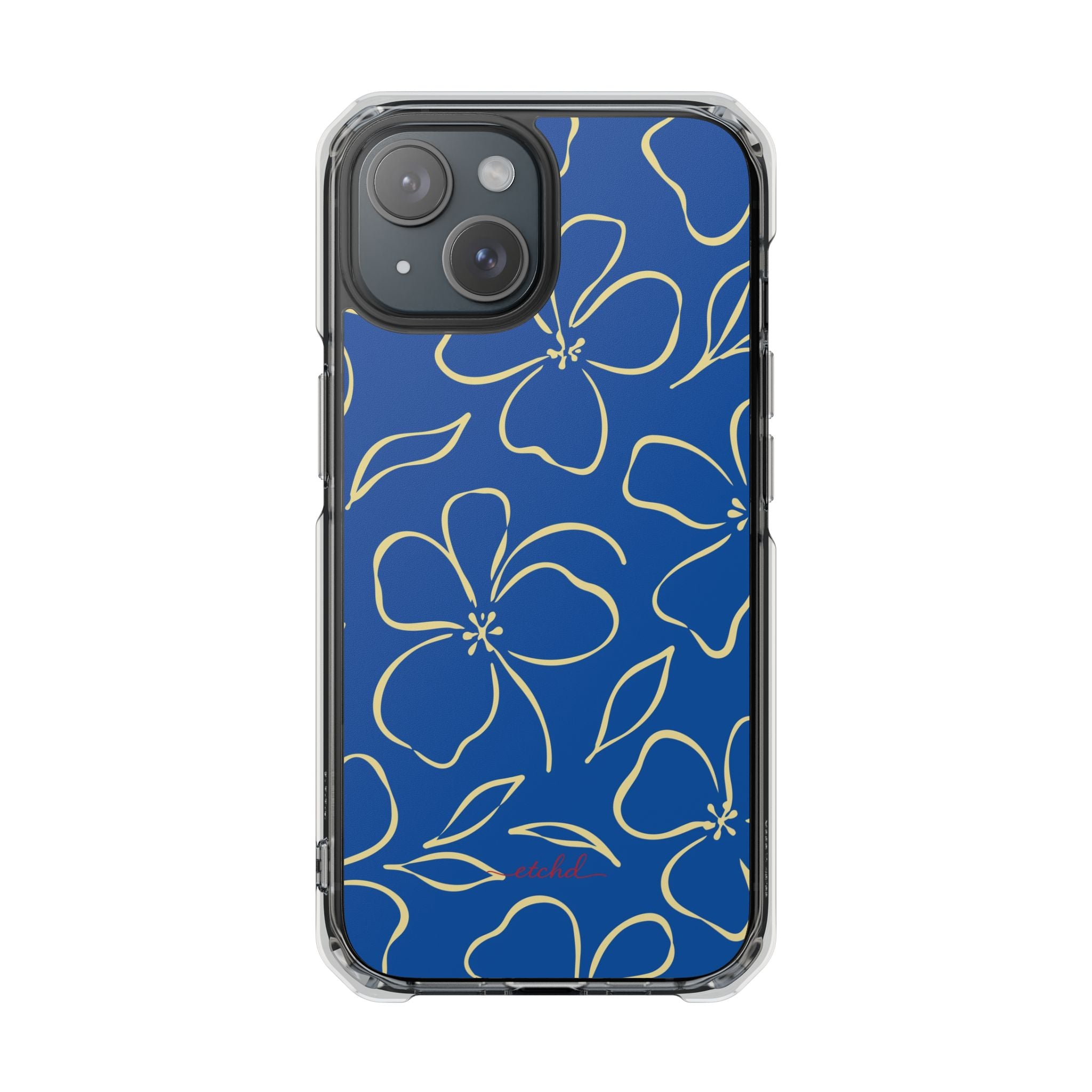 Cobalt & Butter Floral Funda transparente magnética para móvil de etchd, vista 2