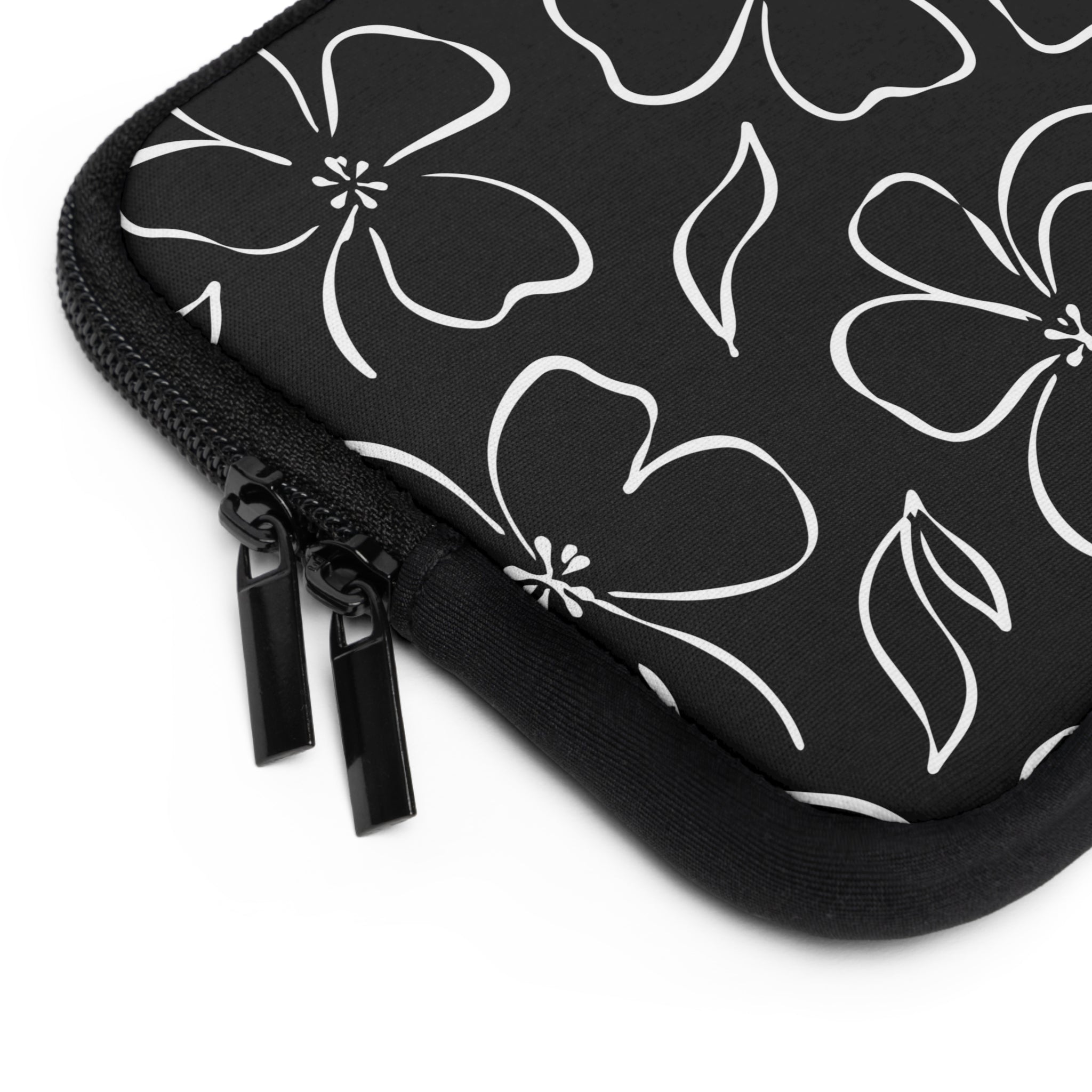 Black & White Floral Laptop Sleeve by etchd, view 12