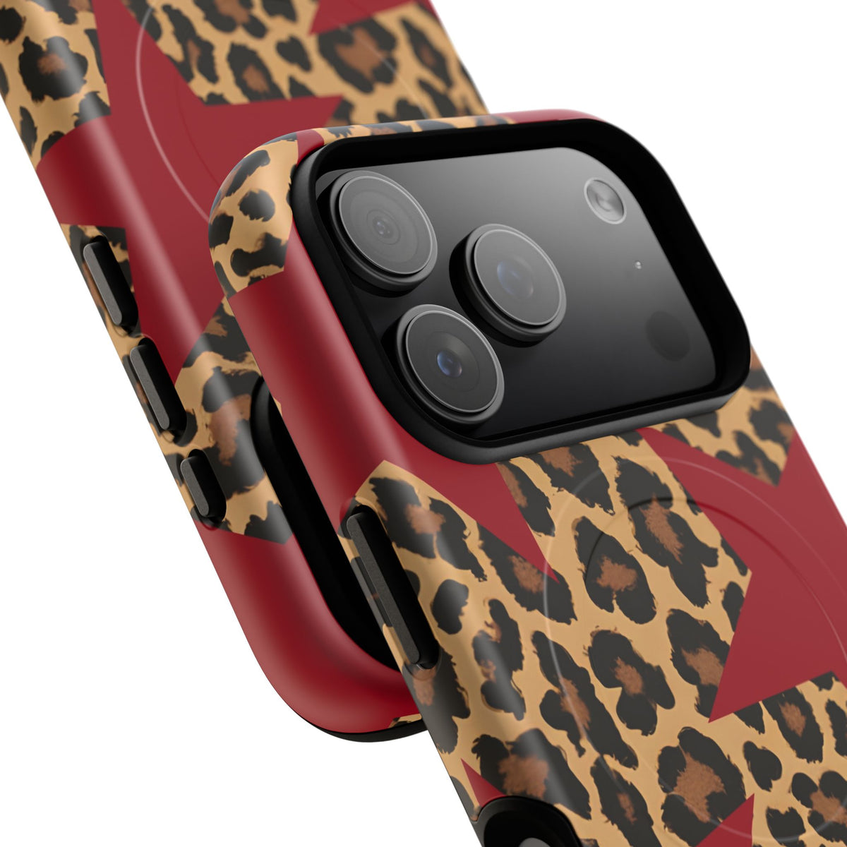 Leopard & Red Stars Magnetic Phone Case by etchd, view 100