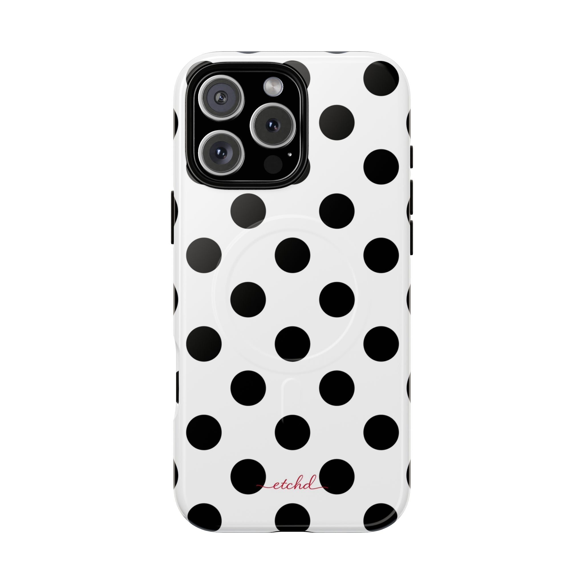 Black & White Polka Dot Magnetic Phone Case by etchd