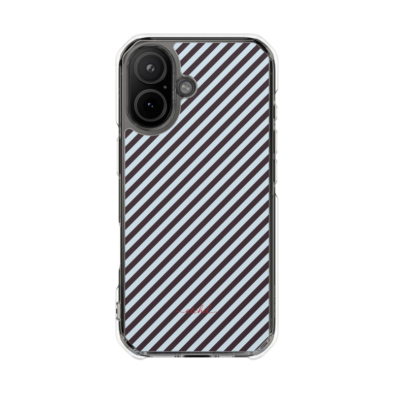 Plum & Blue Striped Diagonal Clear Magnetic Phone Case by etchd, view 13