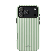 Sage & Cream Striped Magnetic Phone Case by etchd, view 31