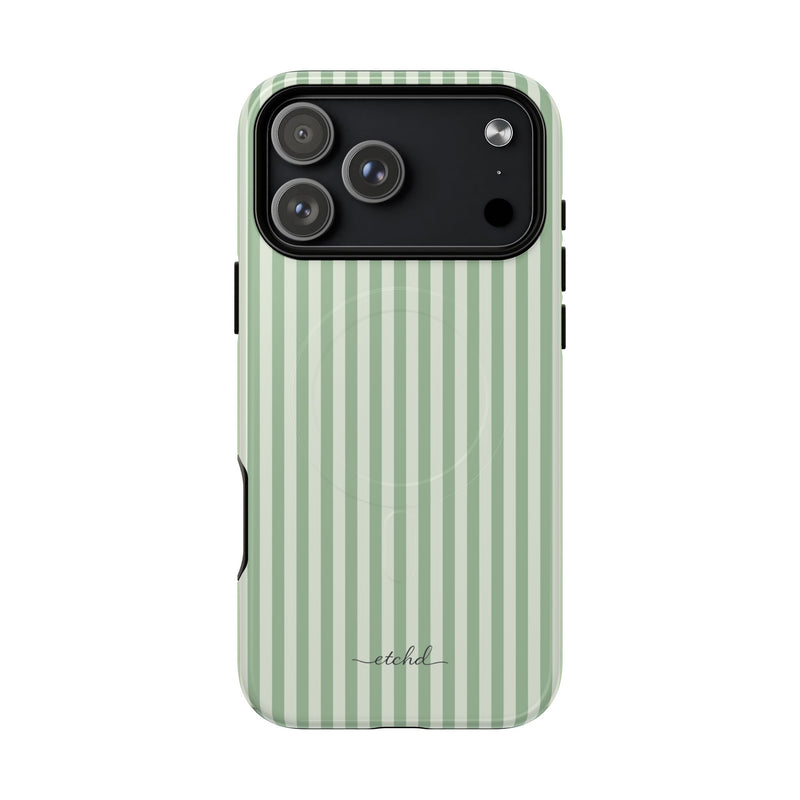 Sage & Cream Striped Magnetic Phone Case by etchd, view 31