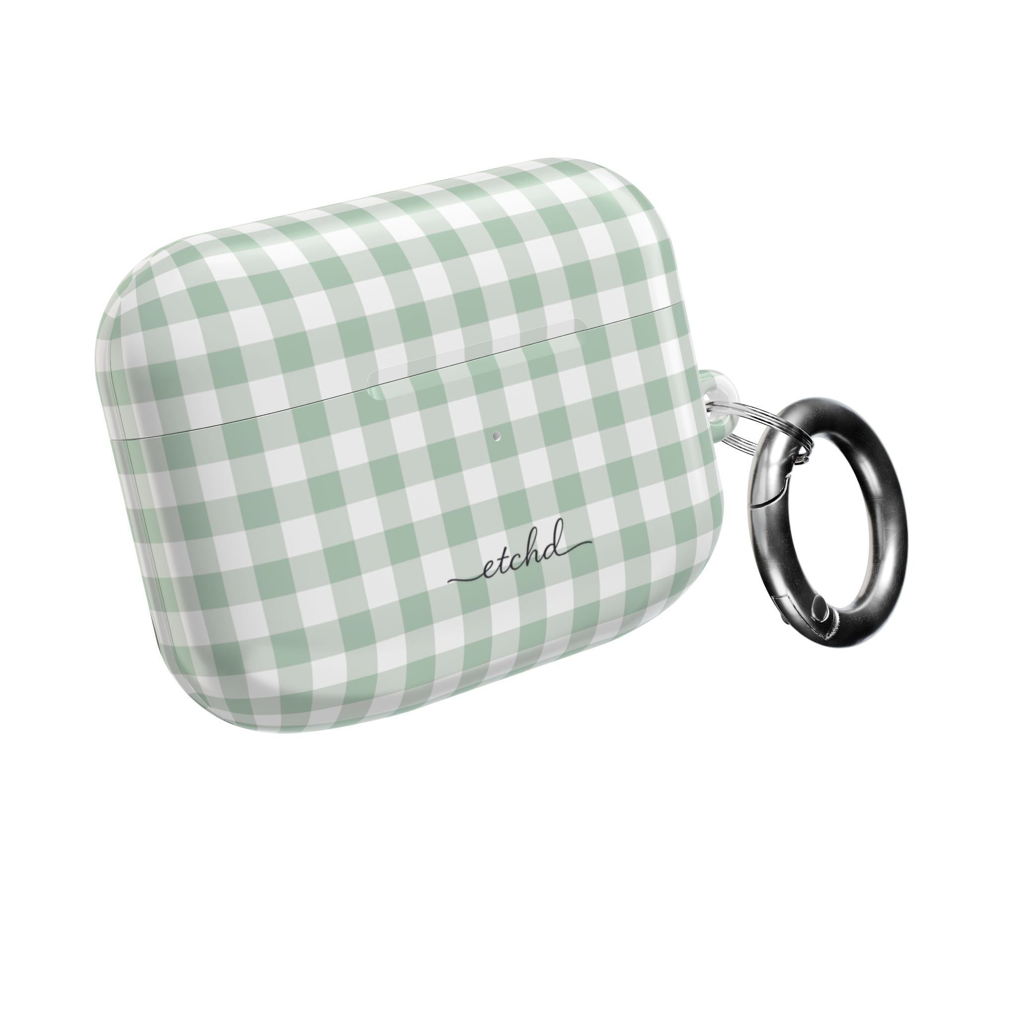 Sage & White Gingham AirPod Case by etchd, view 8