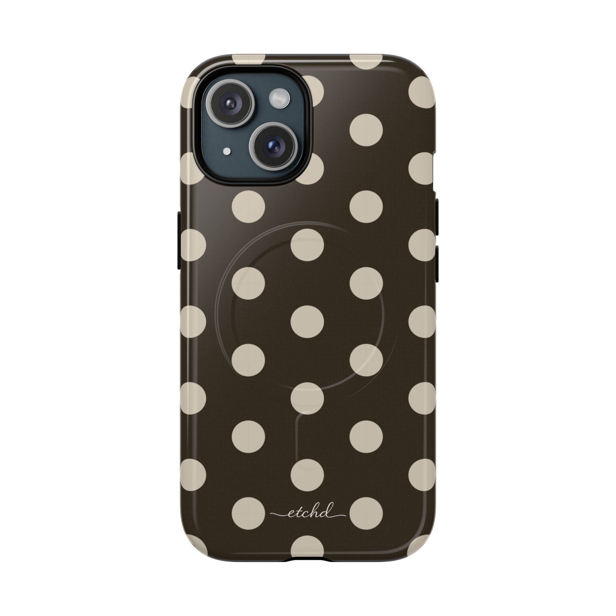 Cream & Brown Polka Dot Magnetic Phone Case by etchd, view 2