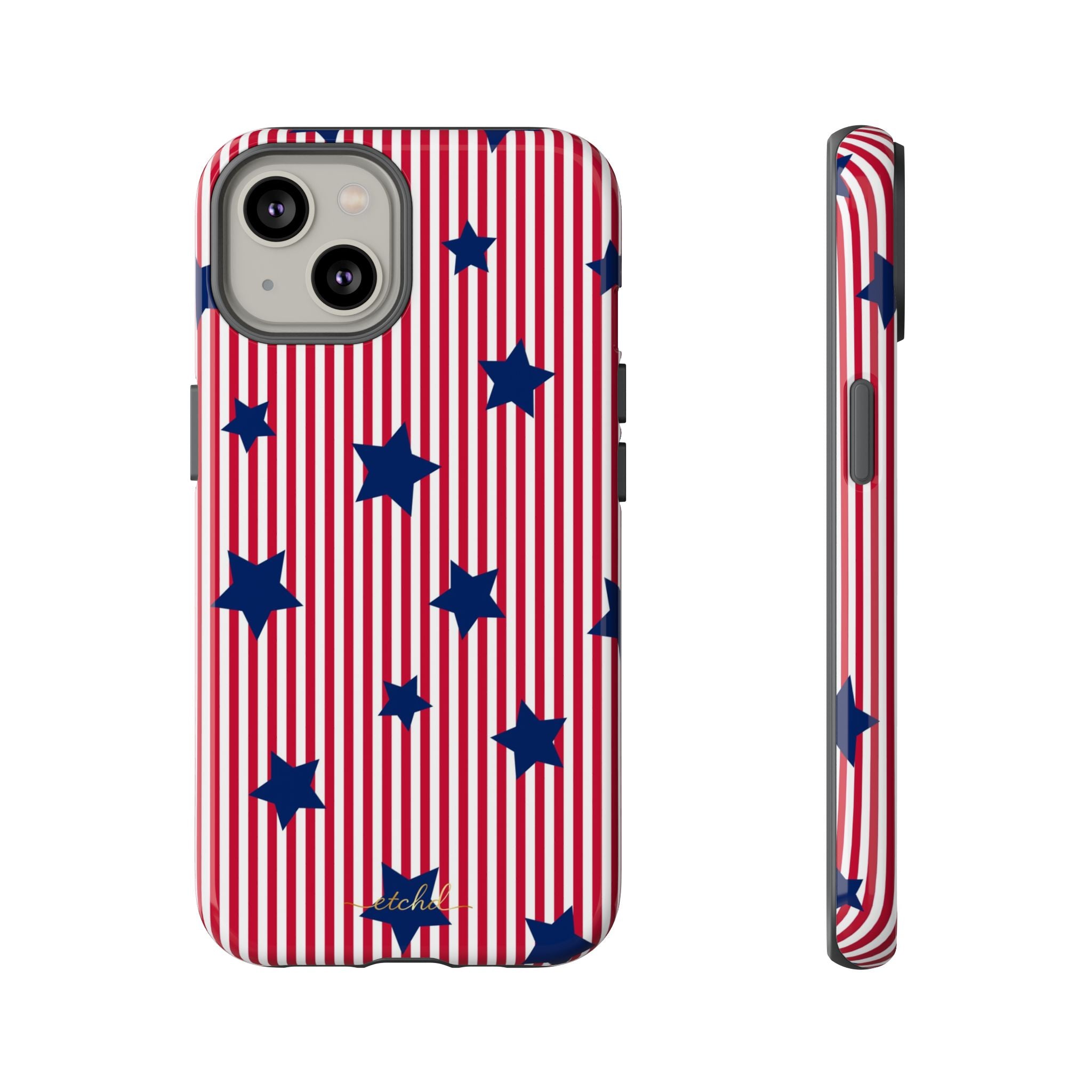 Red Stripes & Blue Stars Phone Case by etchd, view 2