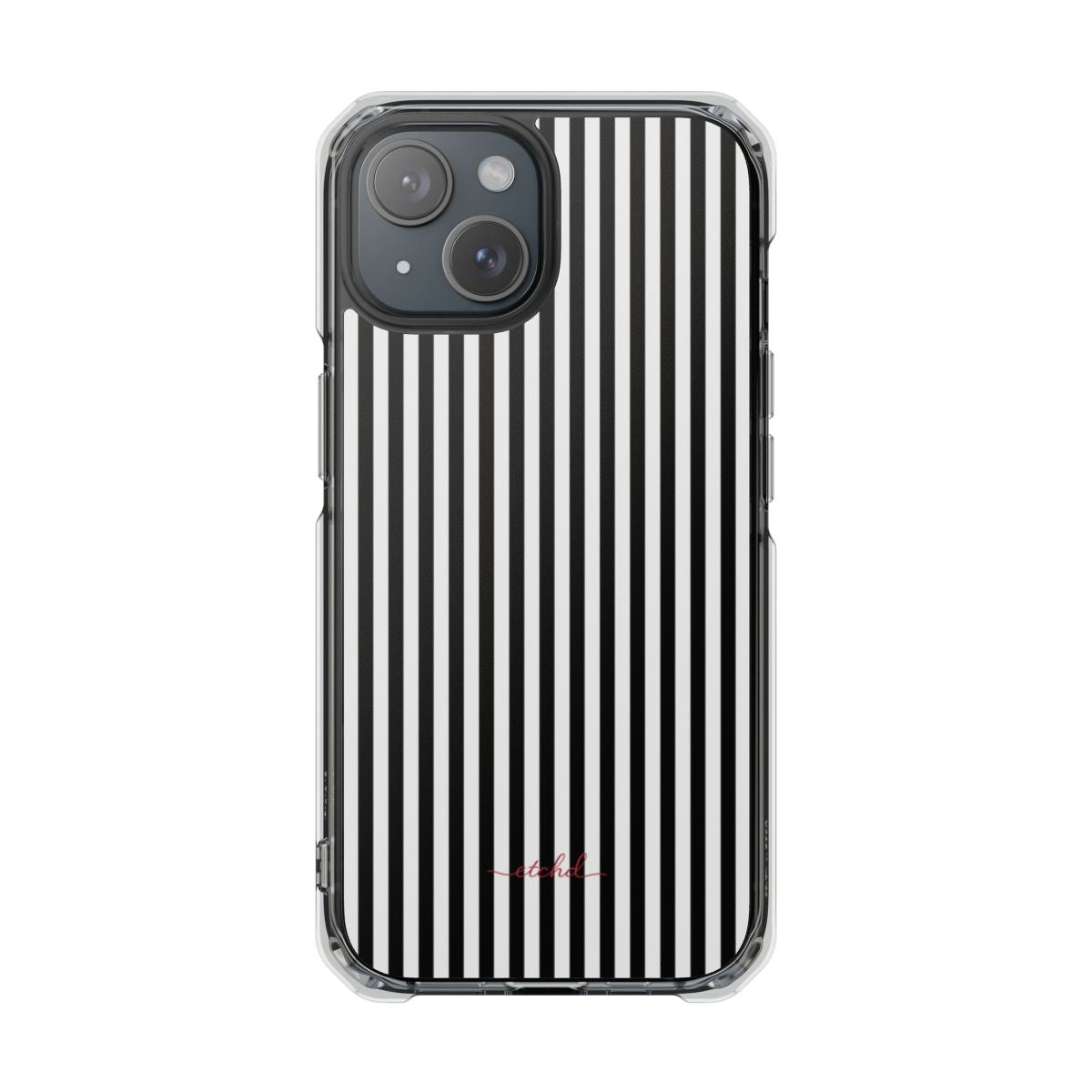 Black & White Striped Funda transparente magnética para móvil de etchd, vista 2
