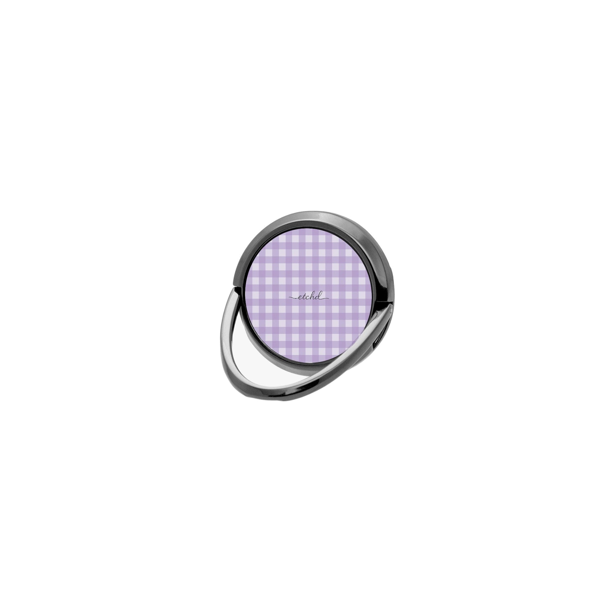 Lilac & Cream Gingham Anillo soporte para móvil de etchd