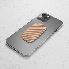 Terracotta & Cream Striped Diagonal Click-On Phone Grip by etchd, view 5