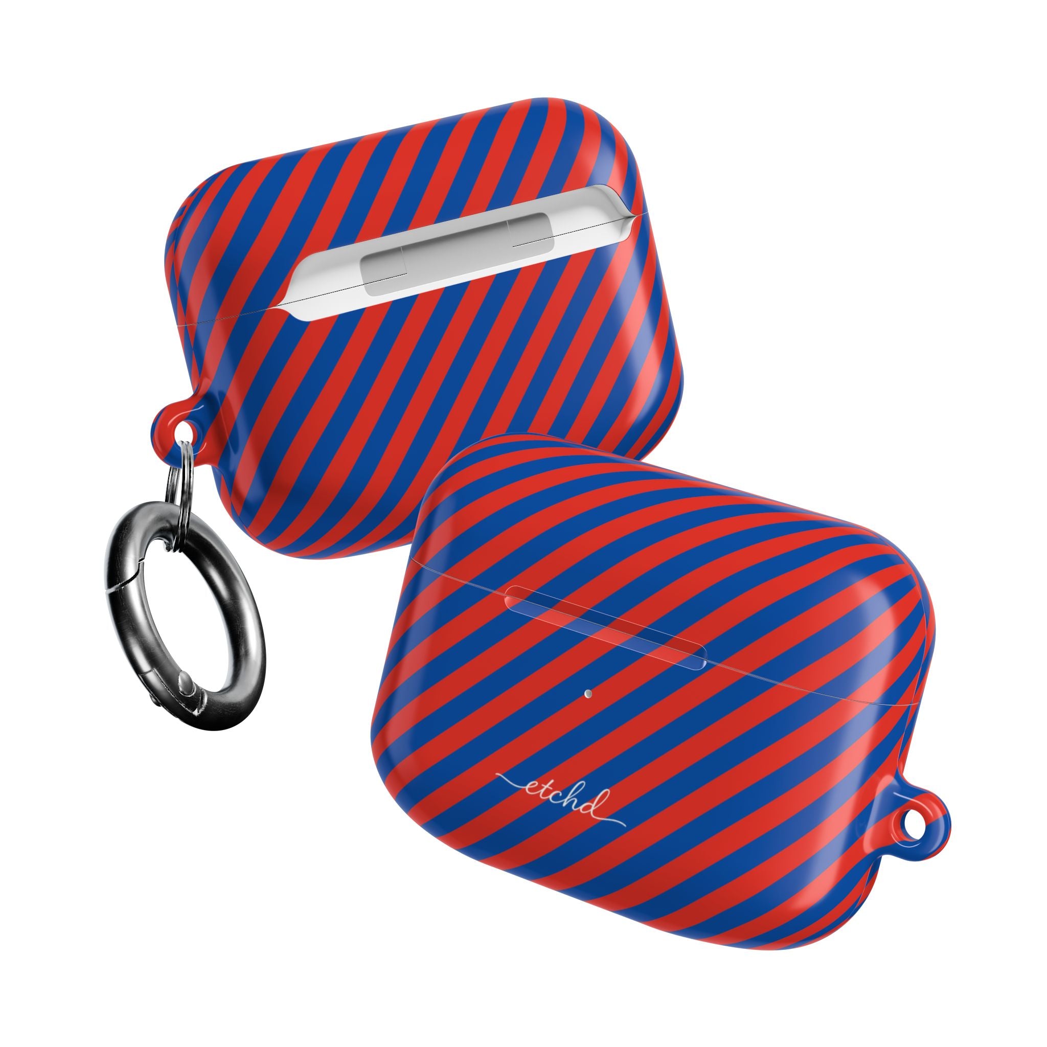 Cobalt & Poppy Striped Diagonal AirPod Case by etchd, view 10