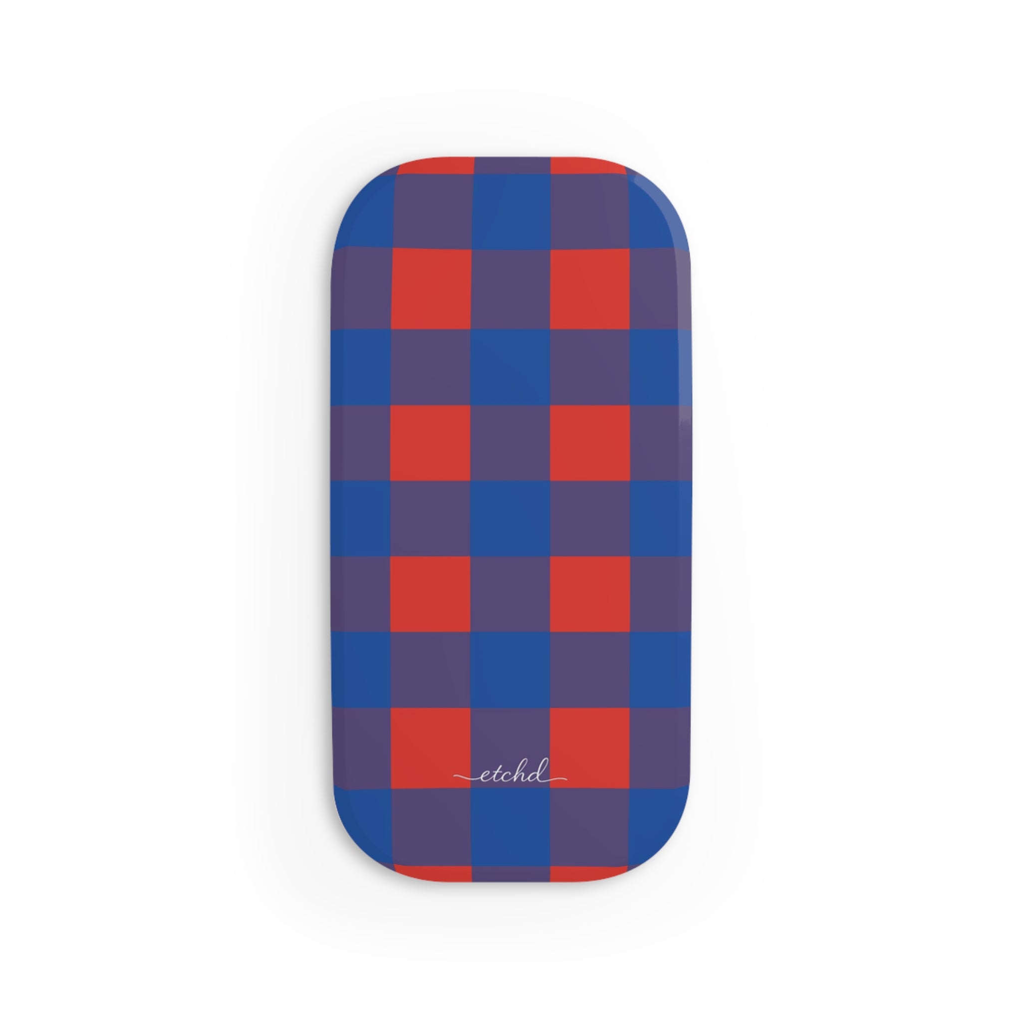 Cobalt & Poppy Gingham Click-On Phone Grip by etchd, view 2