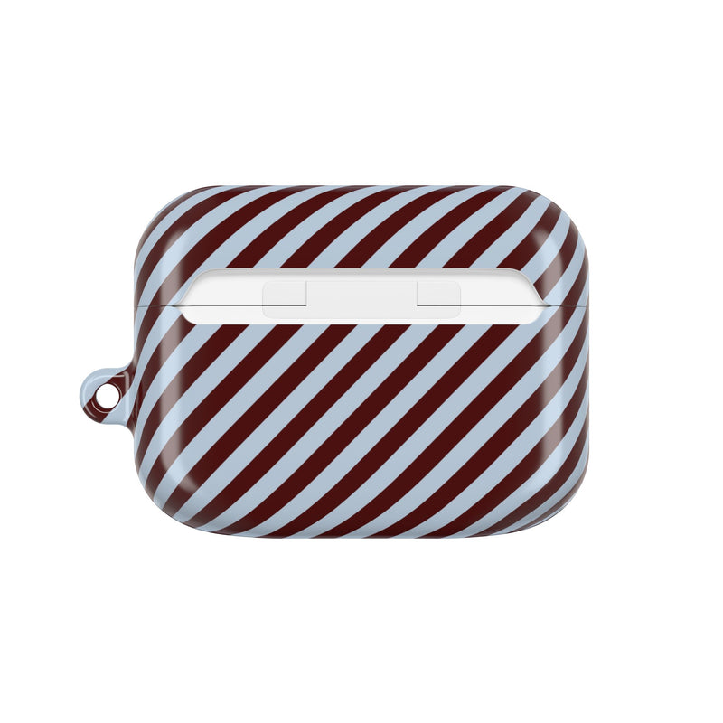 Blue & Cherry Striped Diagonal AirPod Case by etchd, view 7