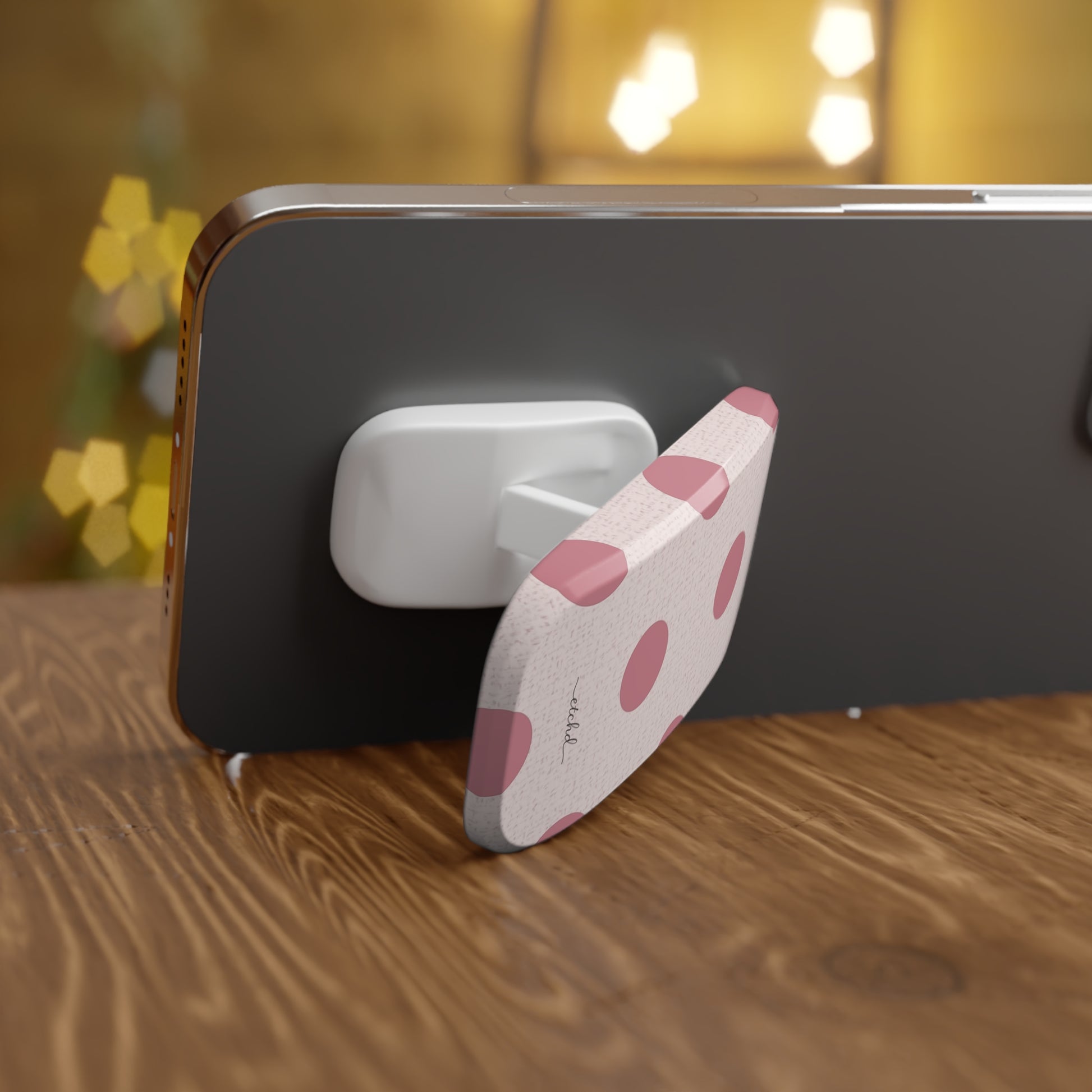 Blush Polka Dot Click-On Phone Grip by etchd, view 4