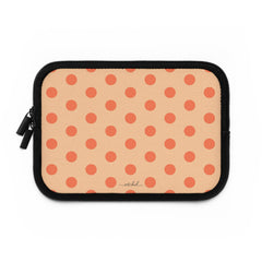 Coral And Peach Polka Dot Laptop Sleeve by etchd, view 2