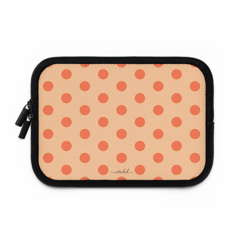 Coral And Peach Polka Dot Laptop Sleeve by etchd, view 2
