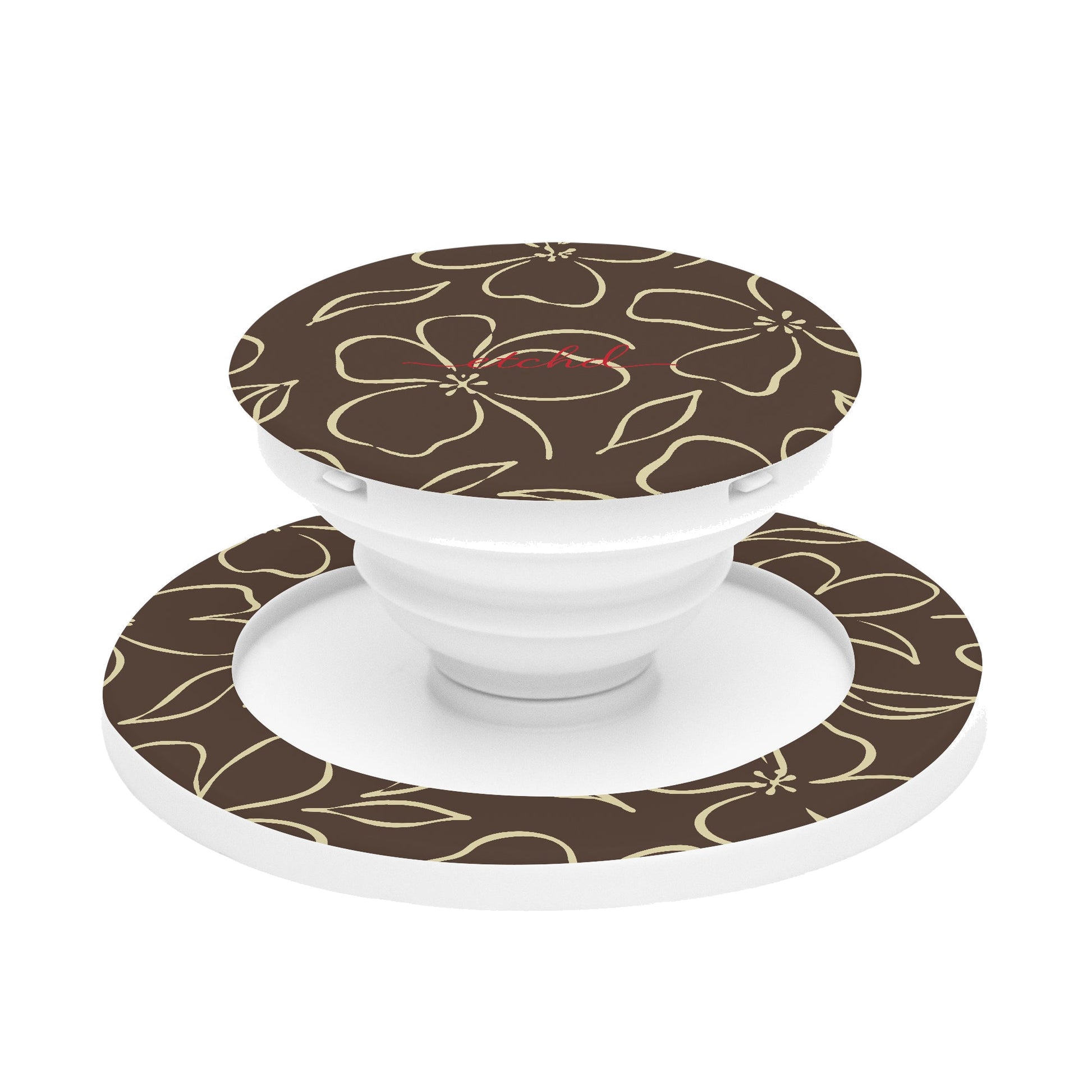 Butter & Brown Floral Anello e supporto per telefono di etchd
