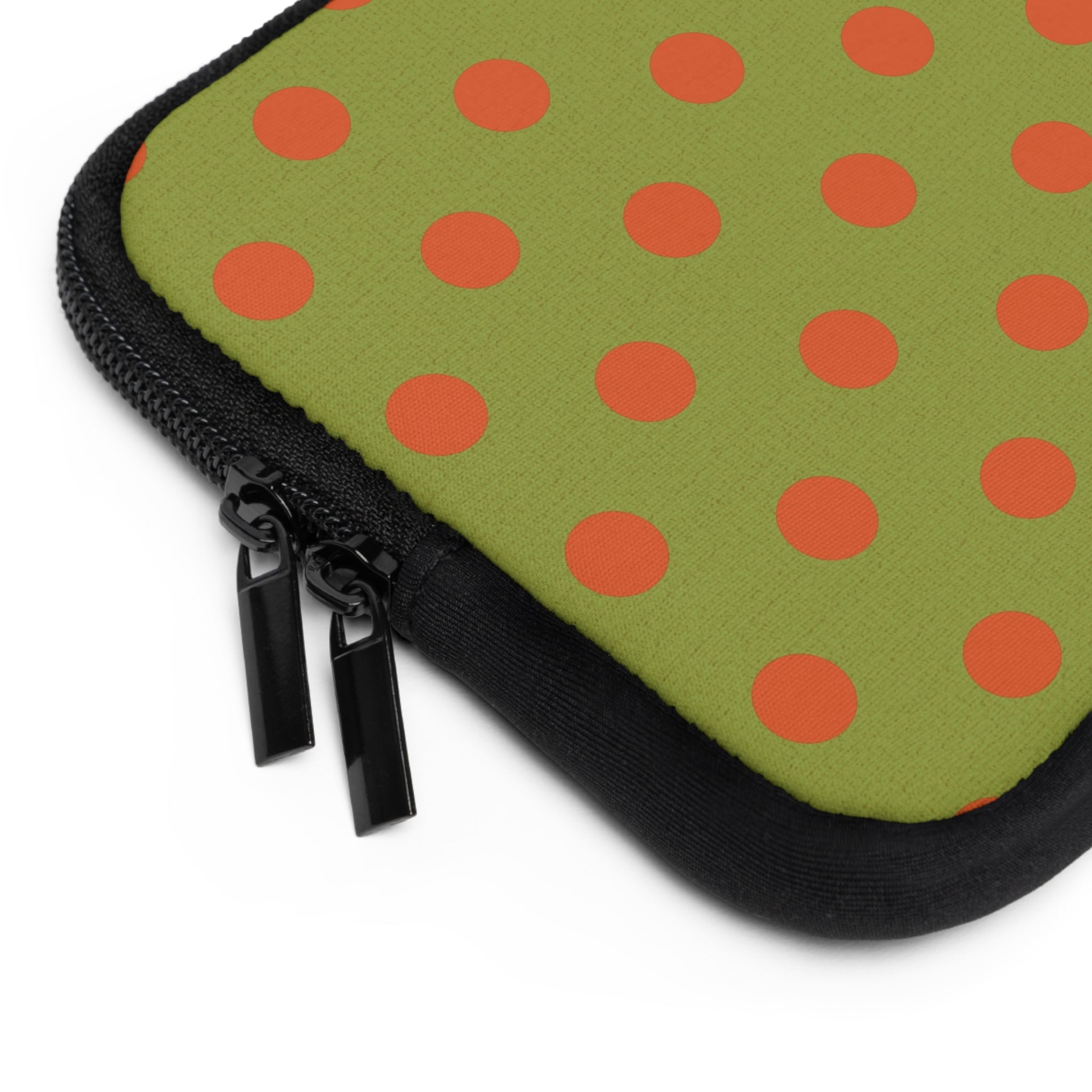 Persimmon And Wasabi Polka Dot Laptop Sleeve by etchd, view 12