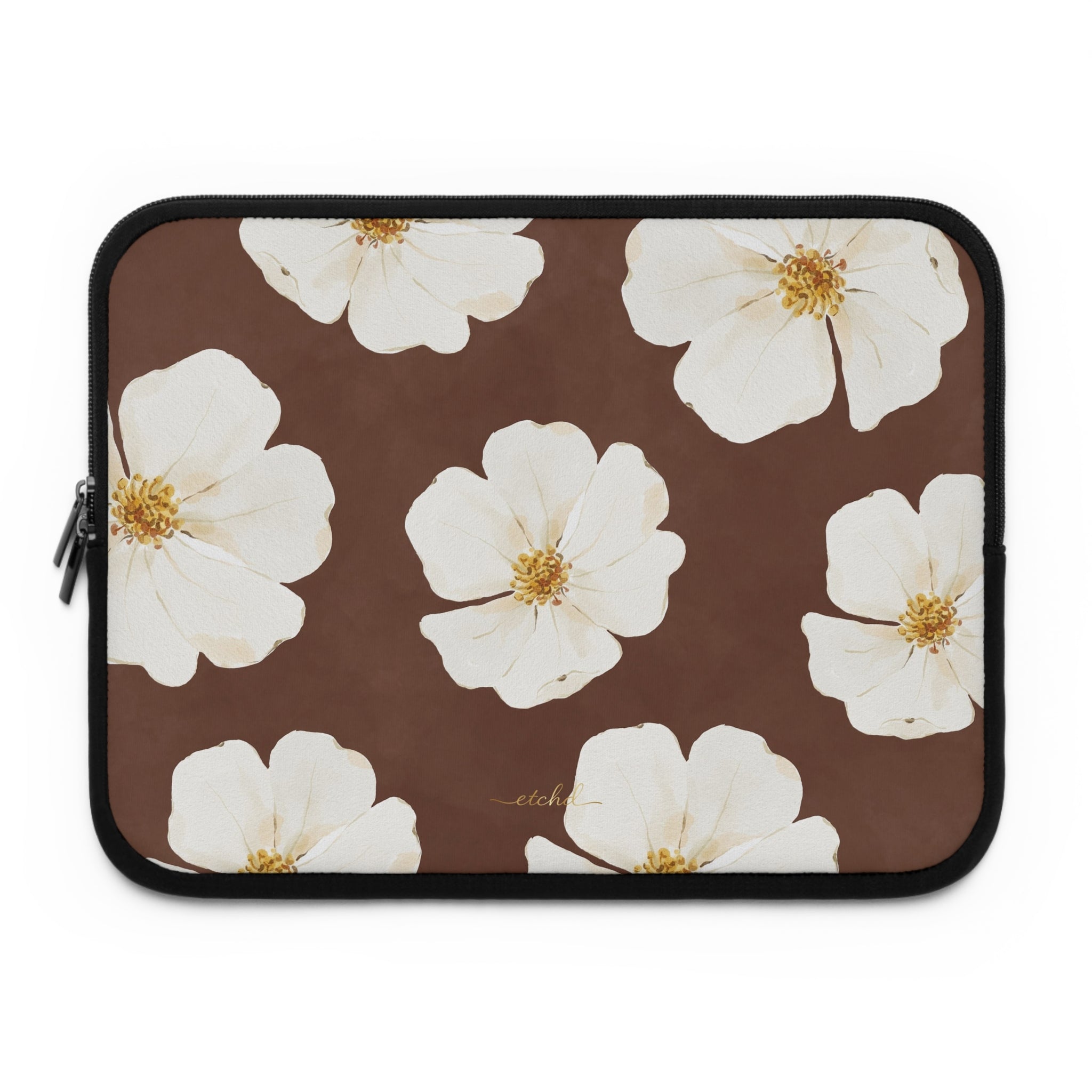 Mocha Blossom Laptop Sleeve by etchd