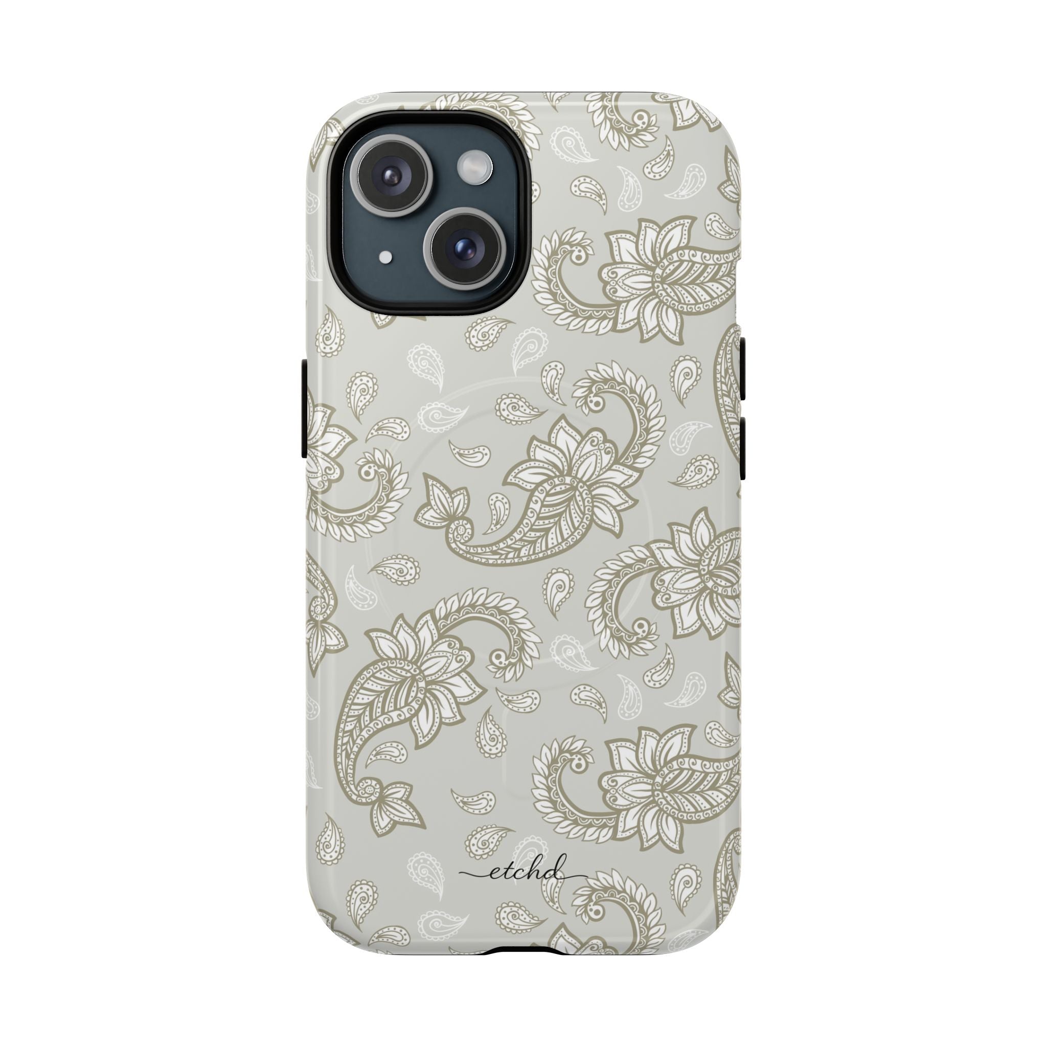 Beige Paisley Magnetic Phone Case by etchd, view 2