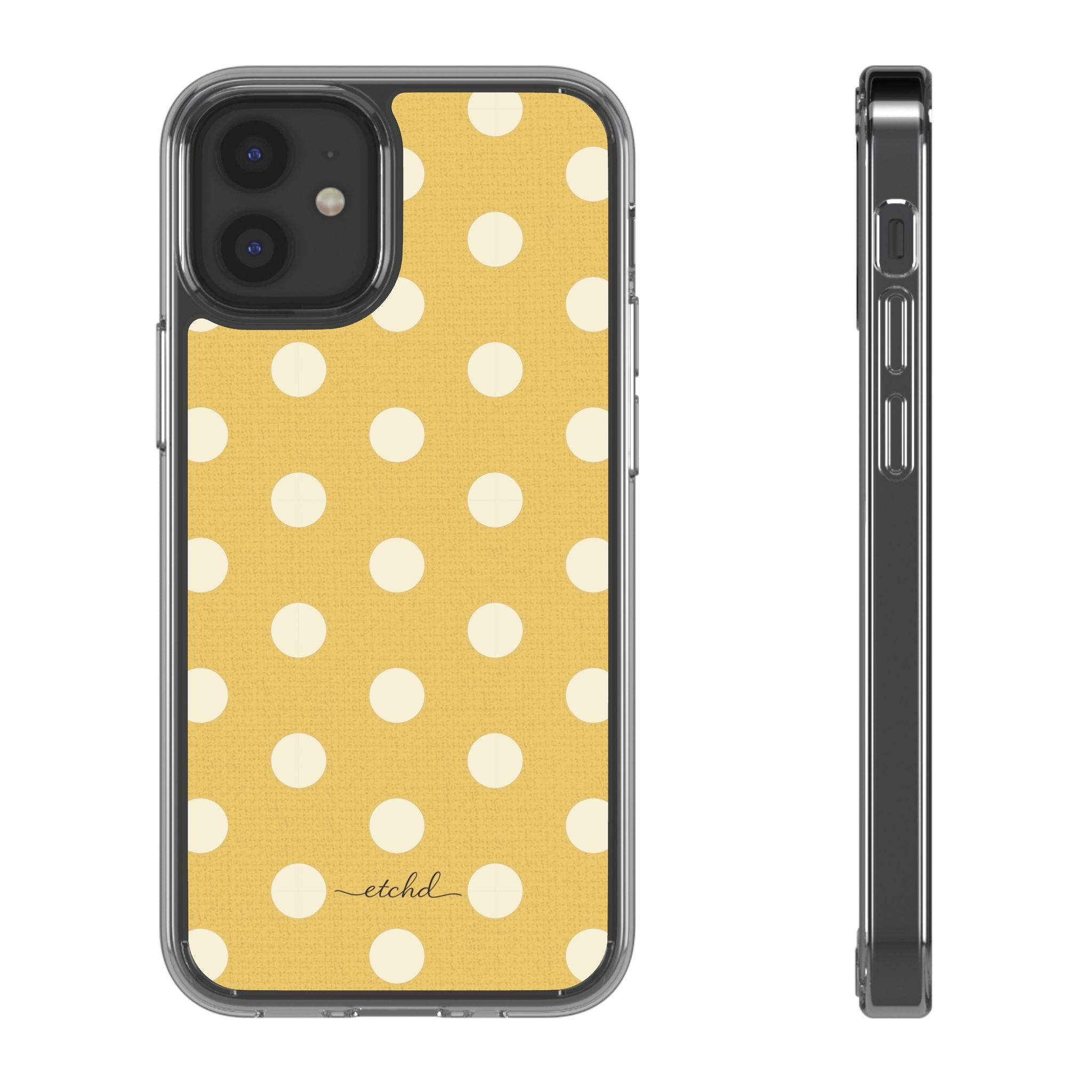 Cream & Butter Polka Dot Clear Phone Case by etchd, view 2