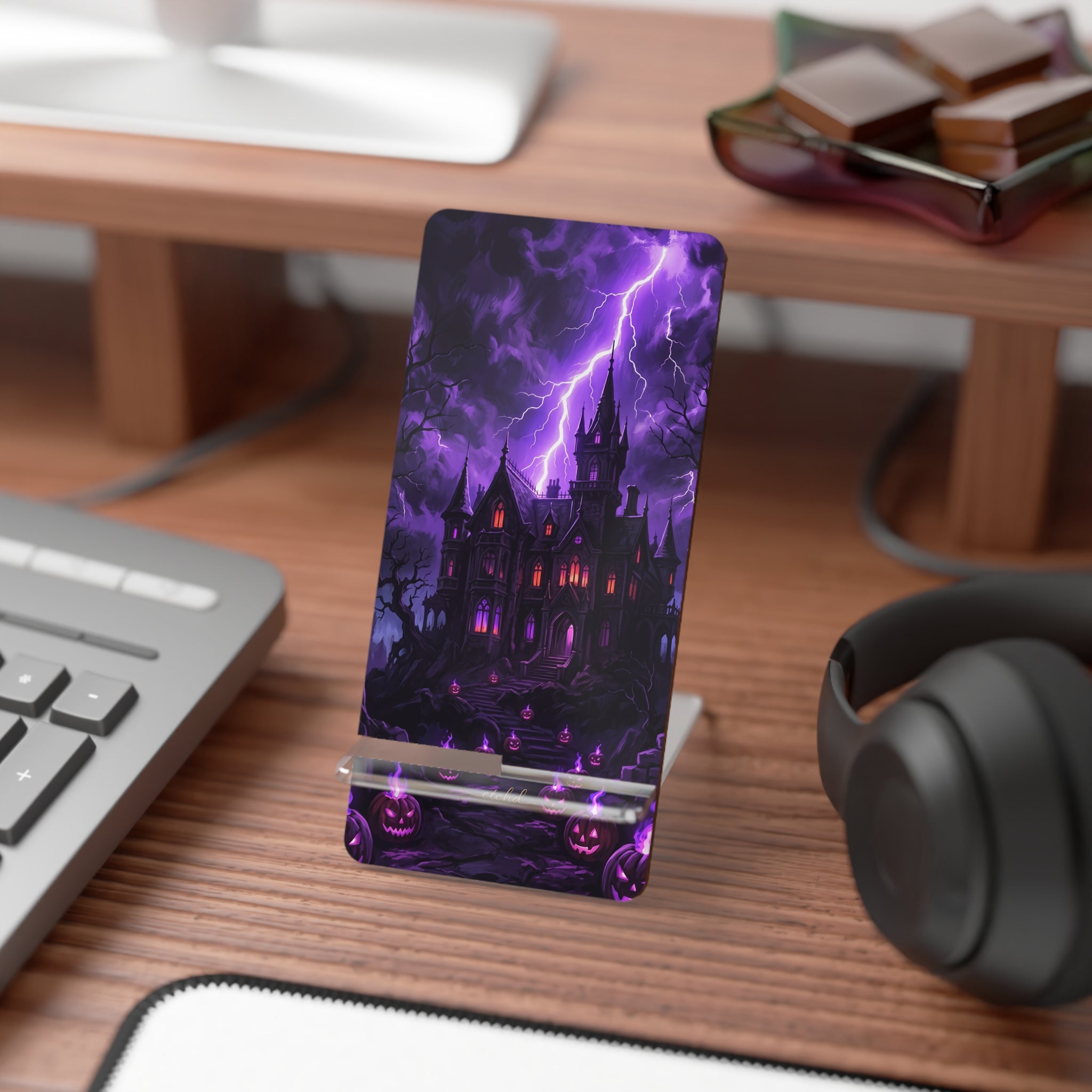 Violet Haunt Phone Stand by etchd, view 3