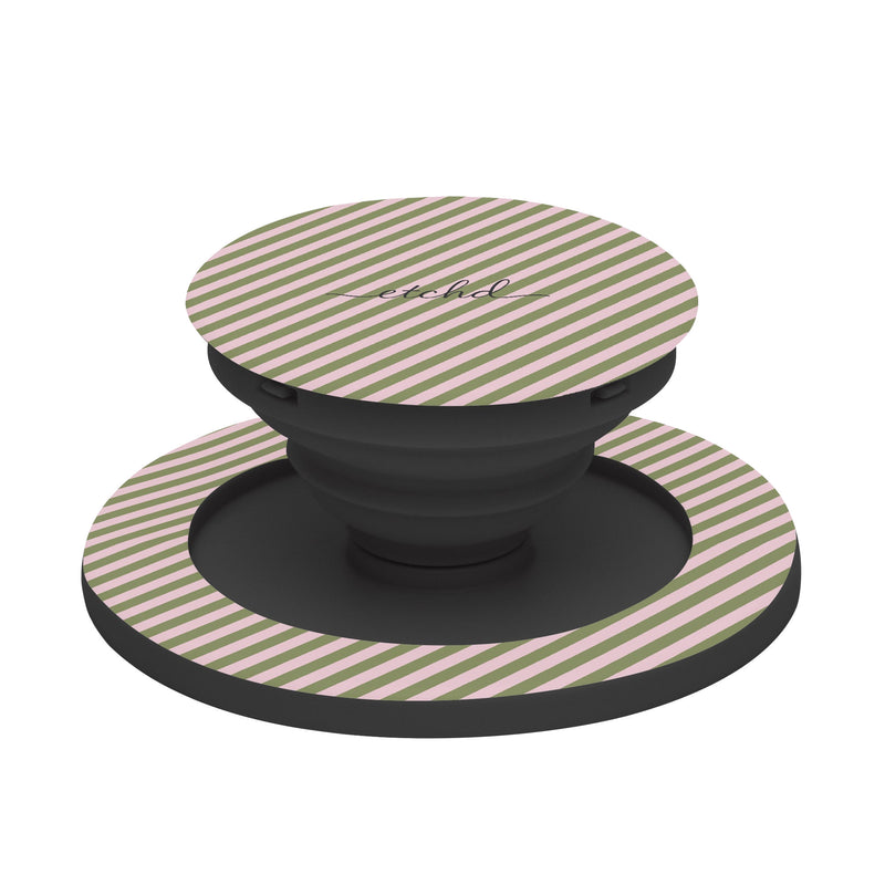 Green And Pink Striped Diagonal Phone Grip And Stand-zoom-