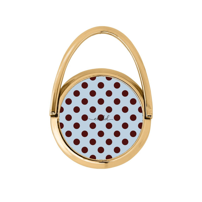 Blue & Cherry Polka Dot Anillo soporte giratorio para móvil-zoom-