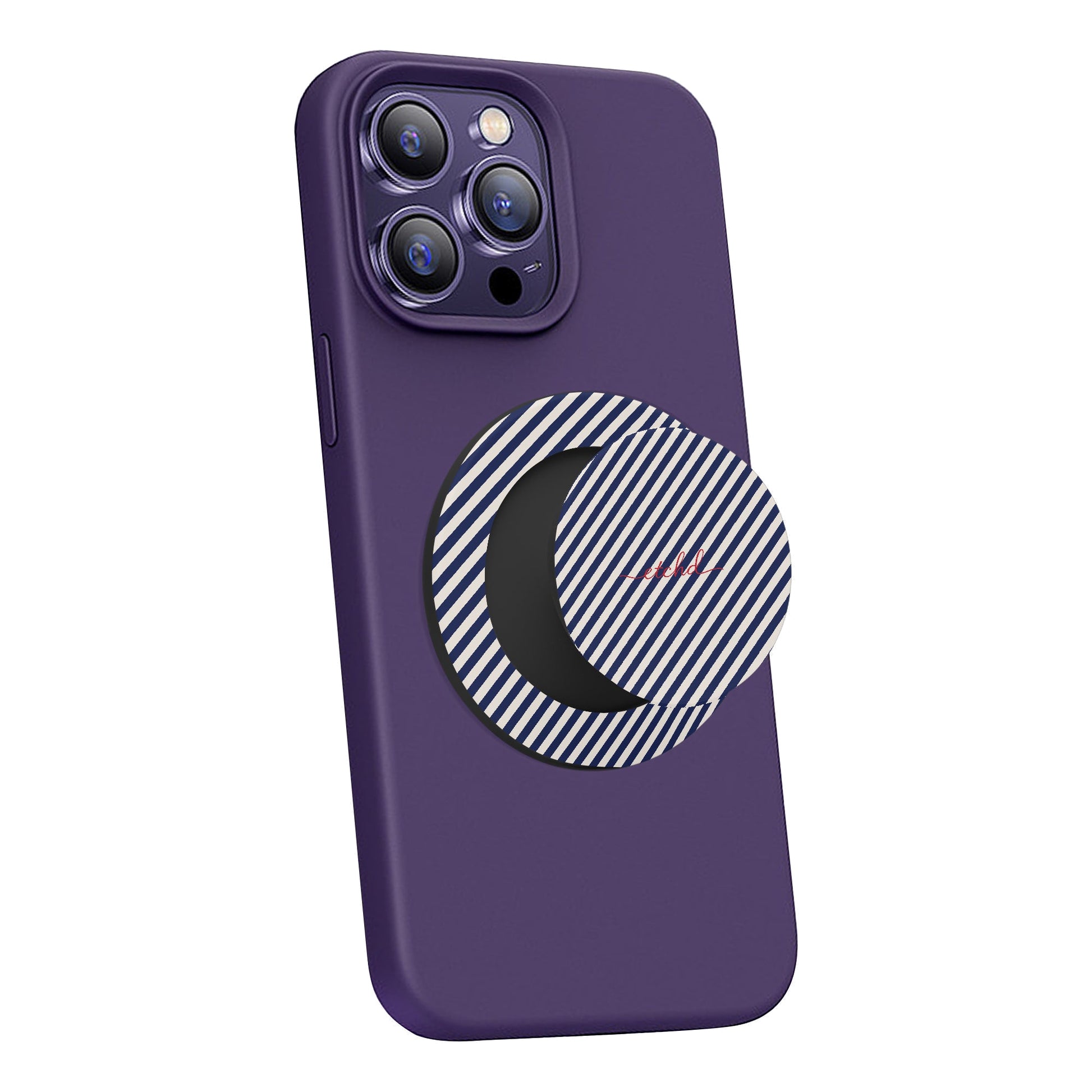 Navy & Cream Striped Diagonal Phone Grip And Stand by etchd, view 4