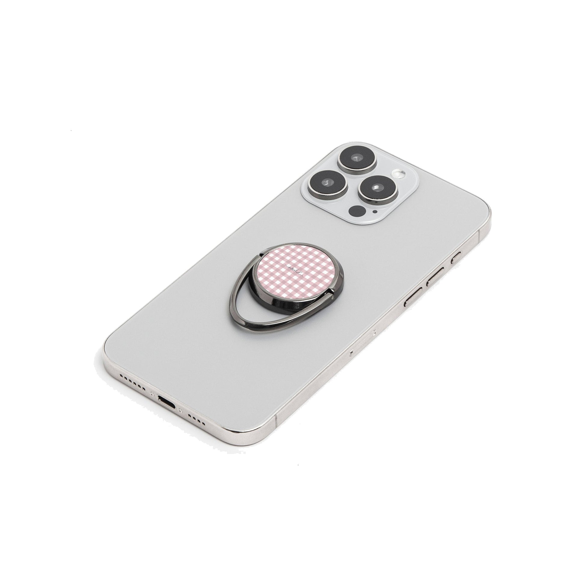 Pink & White Gingham Phone Ring Holder by etchd, view 6